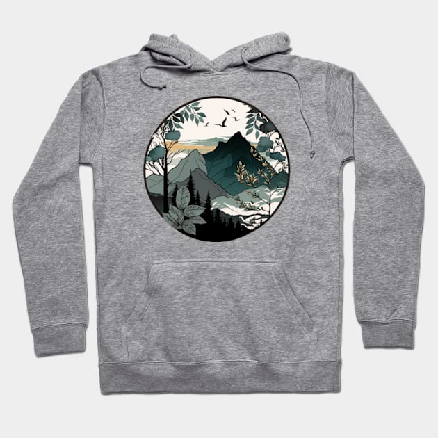 beautiful mountain view, vintage style Hoodie by teehood